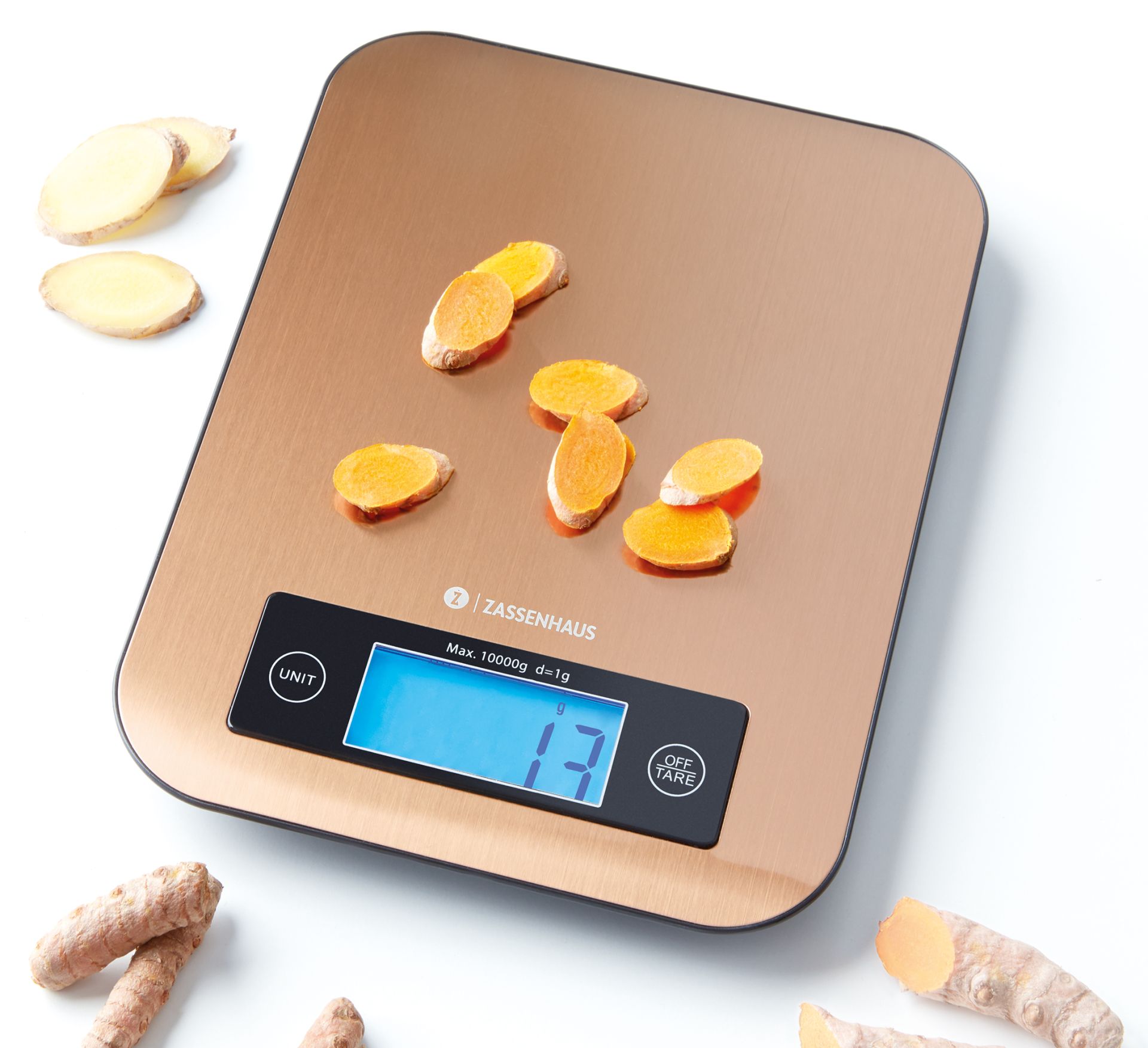 073522 PURE Digitální kuchyňská váha do 10 kg měděná Zassenhaus (1)